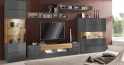 OTTO home Highboard »Toledo,Breite 121,5 cm, trendige Hochkommode mit 2 Türen« Hochschrank mit Glas-Partien,stylische Hochglanzfronten