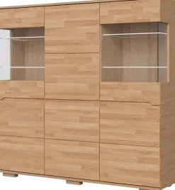OTTO home Highboard »VETRO Teilmassiv, Fronten Massivholz, Wohnzimmer, Stauraum,Griffmulde« B/T/H:150/40/1445,5cm, 15geschlossene Fächer,verstellbare Einlegeboden