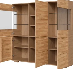 OTTO home Highboard »VETRO Teilmassiv, Fronten Massivholz, Wohnzimmer, Stauraum,Griffmulde« B/T/H:150/40/1445,5cm, 15geschlossene Fächer,verstellbare Einlegeboden