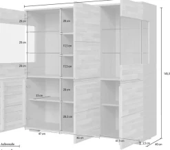 OTTO home Highboard »VETRO Teilmassiv, Fronten Massivholz, Wohnzimmer, Stauraum,Griffmulde« B/T/H:150/40/1445,5cm, 15geschlossene Fächer,verstellbare Einlegeboden