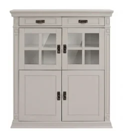 OTTO home Highboard »Vinales, 2 Schubladen, 4 Türen, 3 Einlegeböden, Griffe im Jugendstil« Vitrine, Messinggriffe im Jugendstil