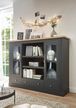 OTTO home Highboard »Westminster, Schrank im Landhausstil, Hochkommode, Stauraumelement« Metallgriffe, ausreichend Stauraum, in 2 Farben erhältlich