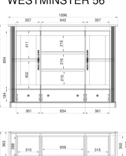 OTTO home Highboard »Westminster, Schrank im Landhausstil, Hochkommode, Stauraumelement« Metallgriffe, ausreichend Stauraum, in 2 Farben erhältlich