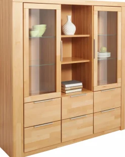 OTTO home Highboard »Zara, 9 Fächer, 6 Schubkästen« B/T/H: 140/40/145, Metallgriffe