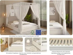 OTTO home Himmelbett »Usella, Bett, Bettgestell, hohe Belastbarkeit bis 180 kg« B/T/H: 189/229,1/200 cm,aus massiver Kiefer in Kombination mit MDF, inklusive Lattenrost