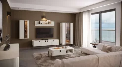 OTTO home Hängevitrine »Rondo, Wandschrank, Schwebendes Design für modernen Wohnraum« UV lackiert, Soft Close Funktion, Beleuchtung, Wandmontage