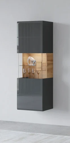 OTTO home Hängevitrine »Toledo,Höhe 159 cm trendige Glasvitrine mit dekorative MDF-Front« Vitrine mit Glasfront, ohne Beleuchtung, viel Stauraum, hochglanz