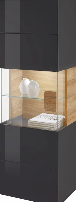 OTTO home Hängevitrine »Toledo,Höhe 159 cm trendige Glasvitrine mit dekorative MDF-Front« Vitrine mit Glasfront, ohne Beleuchtung, viel Stauraum, hochglanz