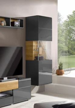 OTTO home Hängevitrine »Toledo,Höhe 159 cm trendige Glasvitrine mit dekorative MDF-Front« Vitrine mit Glasfront, ohne Beleuchtung, viel Stauraum, hochglanz