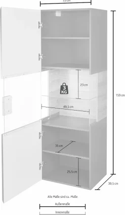 OTTO home Hängevitrine »Toledo,Höhe 159 cm trendige Glasvitrine mit dekorative MDF-Front« Vitrine mit Glasfront, ohne Beleuchtung, viel Stauraum, hochglanz