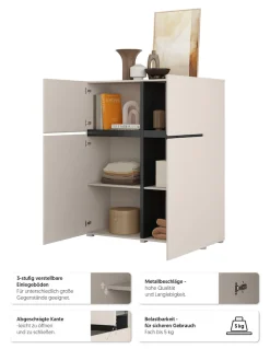 OTTO home Hochkommode »Cross,Breite 119,5 cm, moderne grifflose Hochkommode mit 4 Türen« Hochschrank mit viel Stauraum, Einlegeböden verstellbar