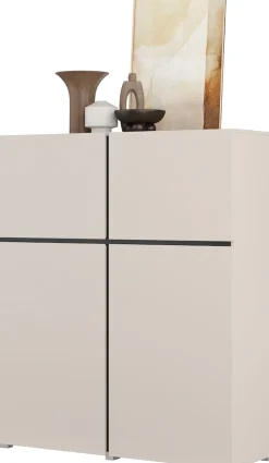 OTTO home Hochkommode »Cross,Breite 119,5 cm, moderne grifflose Hochkommode mit 4 Türen« Hochschrank mit viel Stauraum, Einlegeböden verstellbar