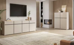 OTTO home Hochkommode »Cross,Breite 119,5 cm, moderne grifflose Hochkommode mit 4 Türen« Hochschrank mit viel Stauraum, Einlegeböden verstellbar