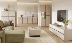 OTTO home Hochkommode »Cross,Breite 119,5 cm, moderne grifflose Hochkommode mit 4 Türen« Hochschrank mit viel Stauraum, Einlegeböden verstellbar