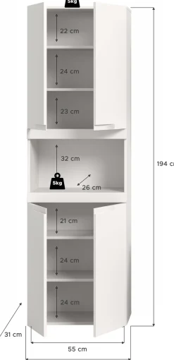 OTTO home Hochschrank »MAOI, Höhe 194 cm, 4 Türen, 1 offenes Fach« Badezimmerschrank, Schrank, Badschrank, Midischrank, Bad, Badezimmer