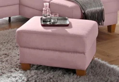OTTO home Hocker »Texel« mit Federkern und Kontrastnaht, Füße Buche eichefarben