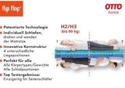 OTTO home Hybridschaum-Matratze »Flipper, 90x200 cm, 140x200 cm & mehr, langlebige Qualität (RG 39)« 19 cm hoch Raumgewicht: 39 kg/m³ 1 Stk. tlg. besondere, ergonomische Schulterzone, H2+3/H3+4/H4+H5, Wendematratze