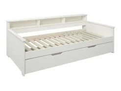 OTTO home Jugendbett »KERO, Daybed, Stauraumbett, platzsparend, Stauraum, 90x200cm« zertifiziertes Massivholz, mit Ablagefächern, Schublade optional
