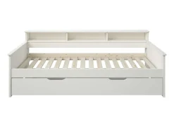 OTTO home Jugendbett »KERO, Daybed, Stauraumbett, platzsparend, Stauraum, 90x200cm« zertifiziertes Massivholz, mit Ablagefächern, Schublade optional