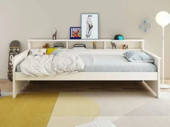 OTTO home Jugendbett »KERO, Daybed, Stauraumbett, platzsparend, Stauraum, 90x200cm« zertifiziertes Massivholz, mit Ablagefächern, Schublade optional
