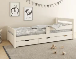 OTTO home Kinderbett »"TIMMO " , inklusive 3 Schubkästen« bodentief, mit Rausfallschutz, zertifiziertes Massivholz