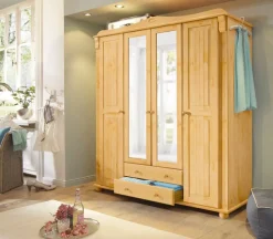 OTTO home Kleiderschrank »Adele« Massive Kiefer,Spiegel; Landhausstil