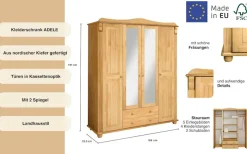 OTTO home Kleiderschrank »Adele« Massive Kiefer,Spiegel; Landhausstil