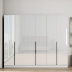 OTTO home Kleiderschrank »Annor Schlafzimmerschrank Breite 242cm hochglanz Schrank Garderobe« Drehtürenschrank mit perfekter Innenausstattung - elegante Türgriffe