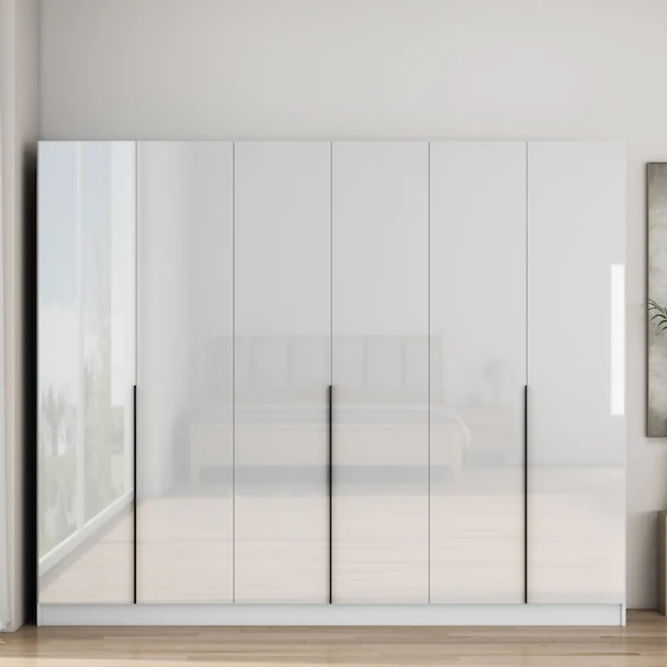 OTTO home Kleiderschrank »Annor Schlafzimmerschrank Breite 242cm hochglanz Schrank Garderobe« Drehtürenschrank mit perfekter Innenausstattung - elegante Türgriffe