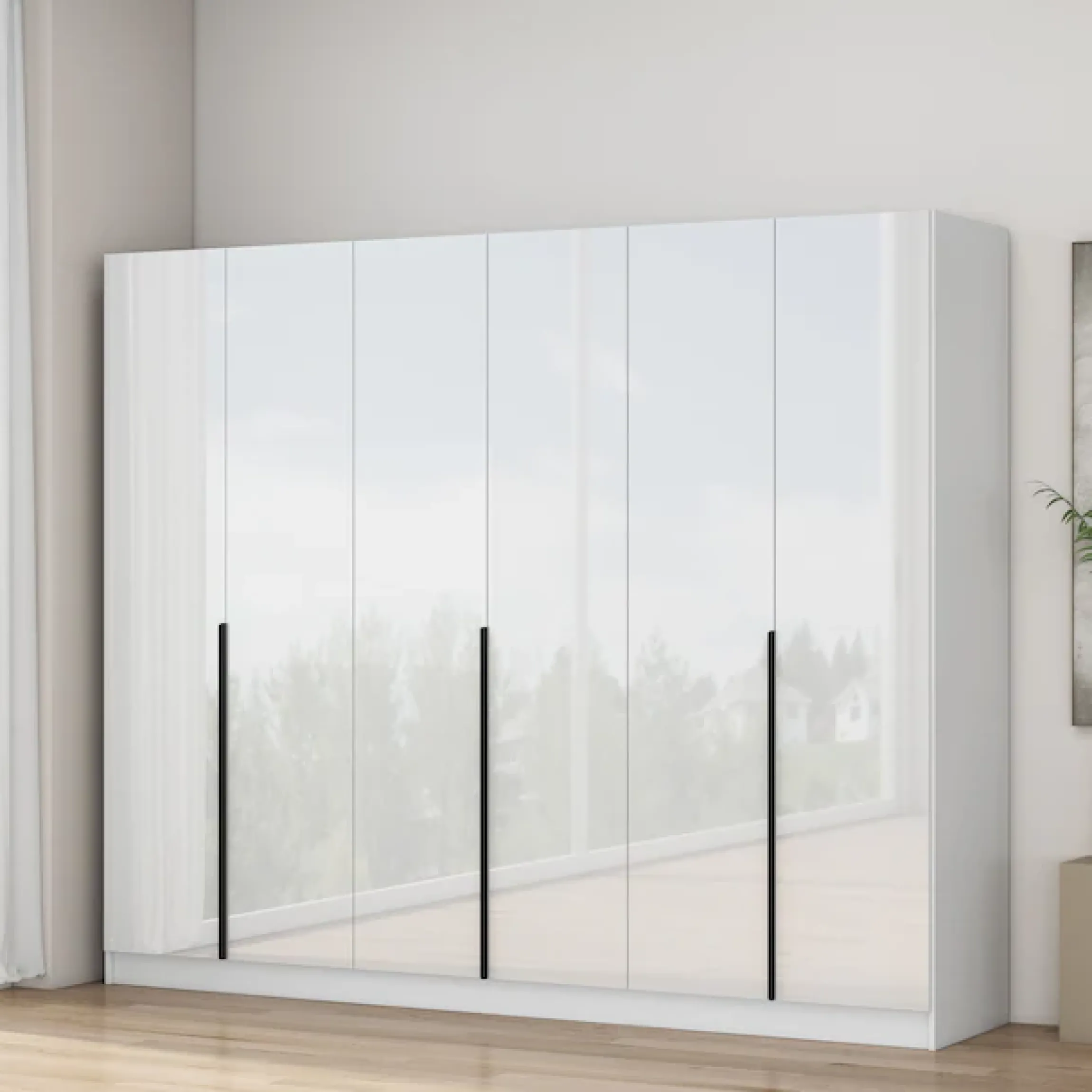 OTTO home Kleiderschrank »Annor Schlafzimmerschrank Breite 242cm hochglanz Schrank Garderobe« Drehtürenschrank mit perfekter Innenausstattung - elegante Türgriffe