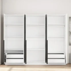 OTTO home Kleiderschrank »Annor Schlafzimmerschrank Breite 242cm hochglanz Schrank Garderobe« Drehtürenschrank mit perfekter Innenausstattung - elegante Türgriffe