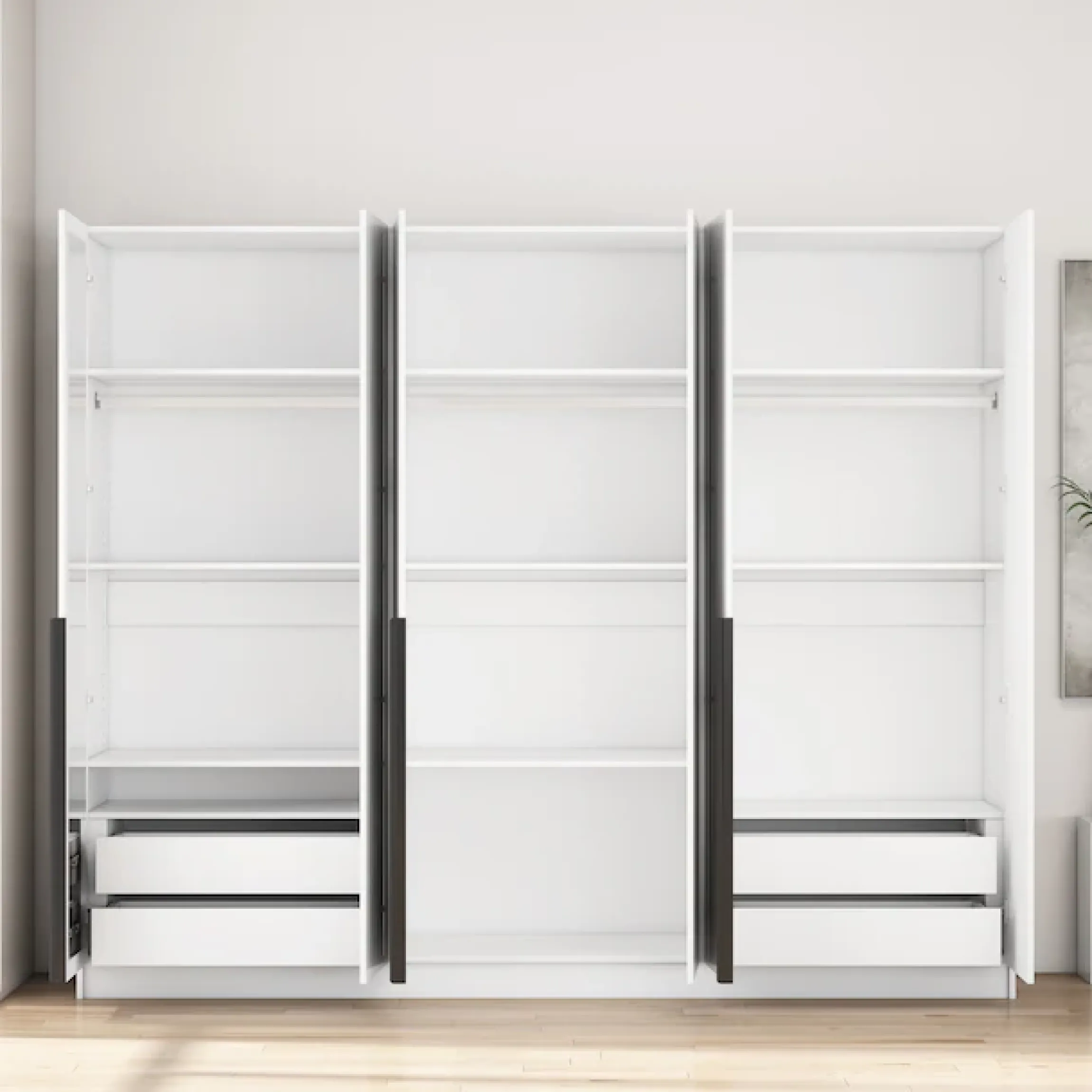 OTTO home Kleiderschrank »Annor Schlafzimmerschrank Breite 242cm hochglanz Schrank Garderobe« Drehtürenschrank mit perfekter Innenausstattung - elegante Türgriffe