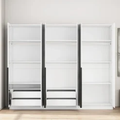 OTTO home Kleiderschrank »Annor Schlafzimmerschrank Breite 242cm hochglanz Schrank Garderobe« Drehtürenschrank mit perfekter Innenausstattung - elegante Türgriffe