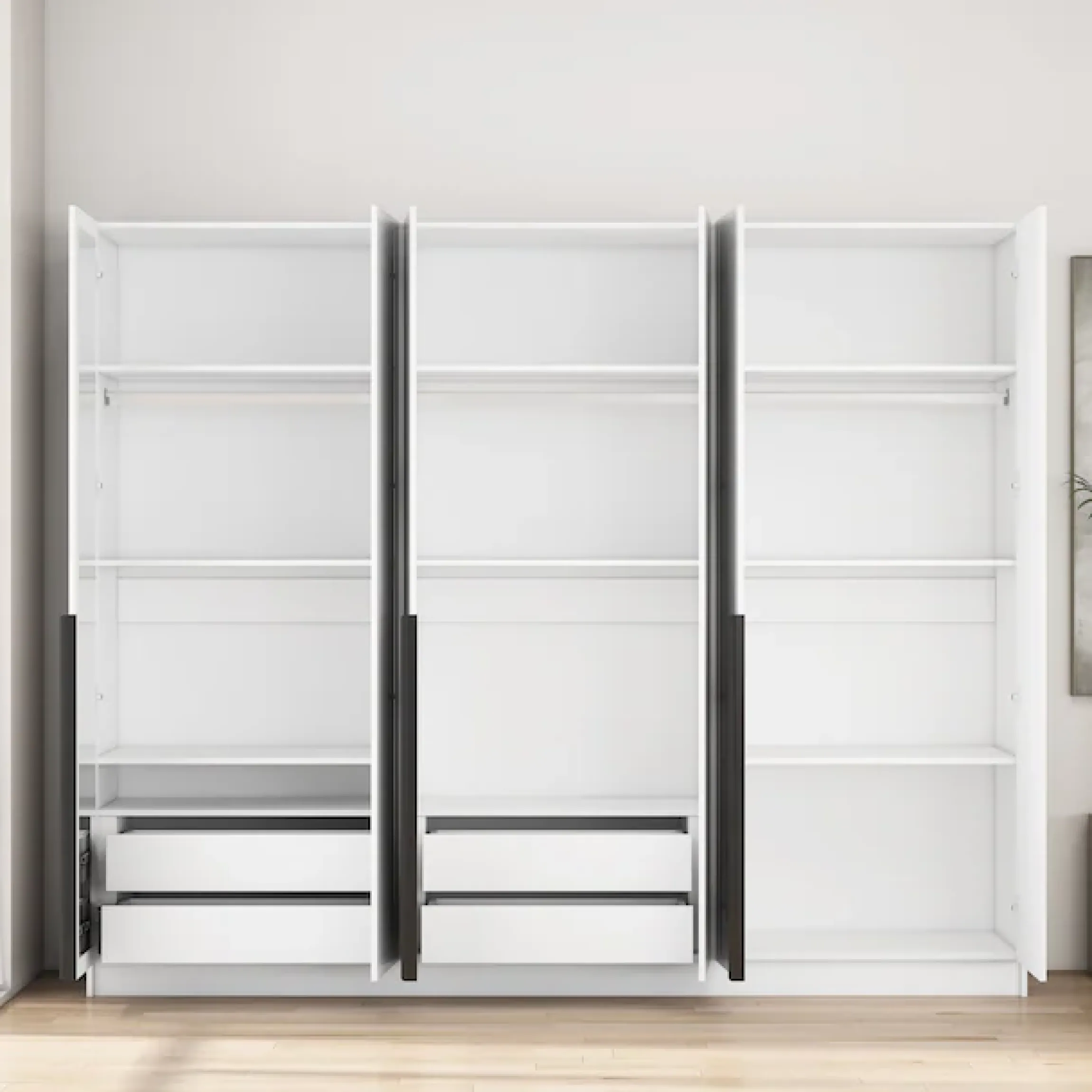 OTTO home Kleiderschrank »Annor Schlafzimmerschrank Breite 242cm hochglanz Schrank Garderobe« Drehtürenschrank mit perfekter Innenausstattung - elegante Türgriffe