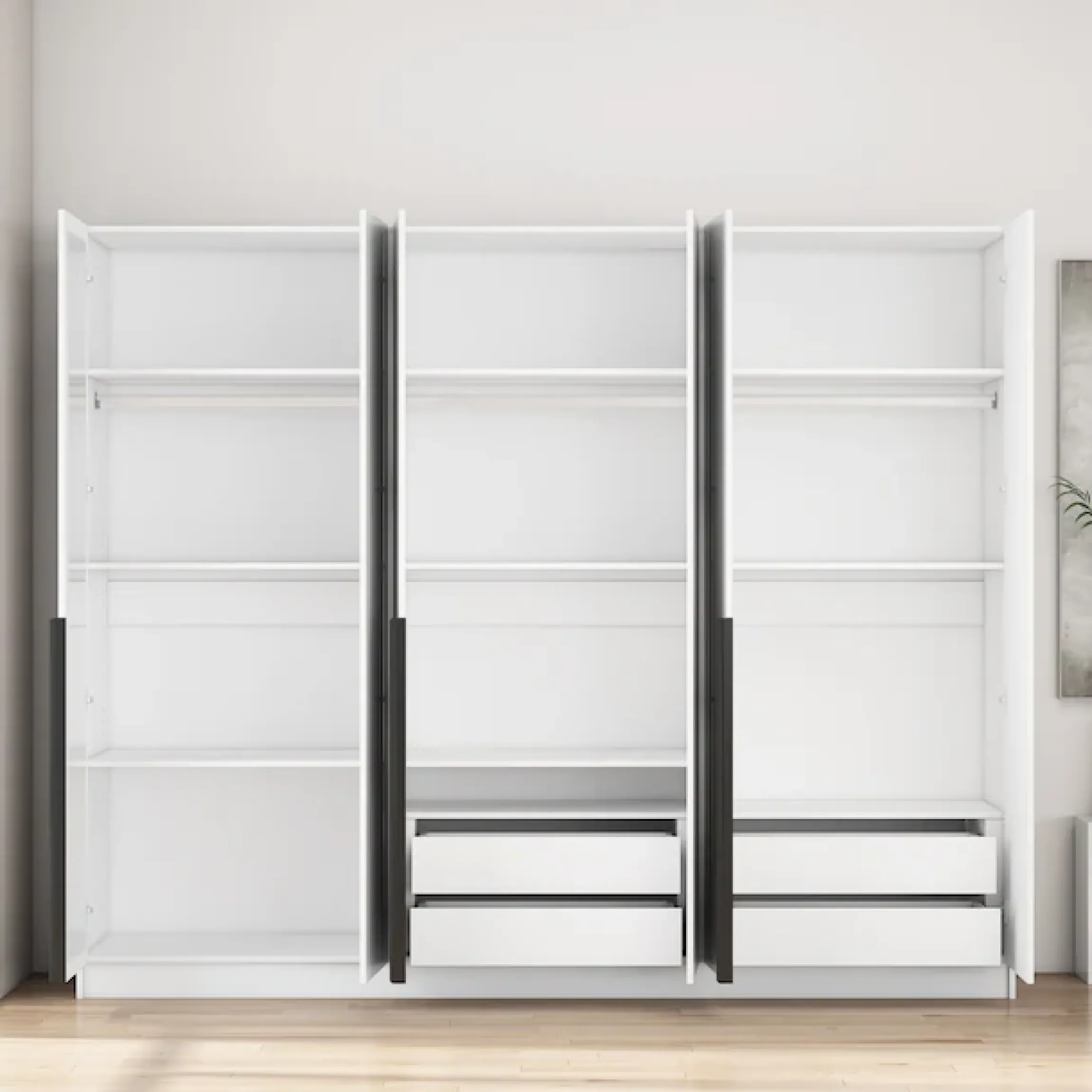 OTTO home Kleiderschrank »Annor Schlafzimmerschrank Breite 242cm hochglanz Schrank Garderobe« Drehtürenschrank mit perfekter Innenausstattung - elegante Türgriffe