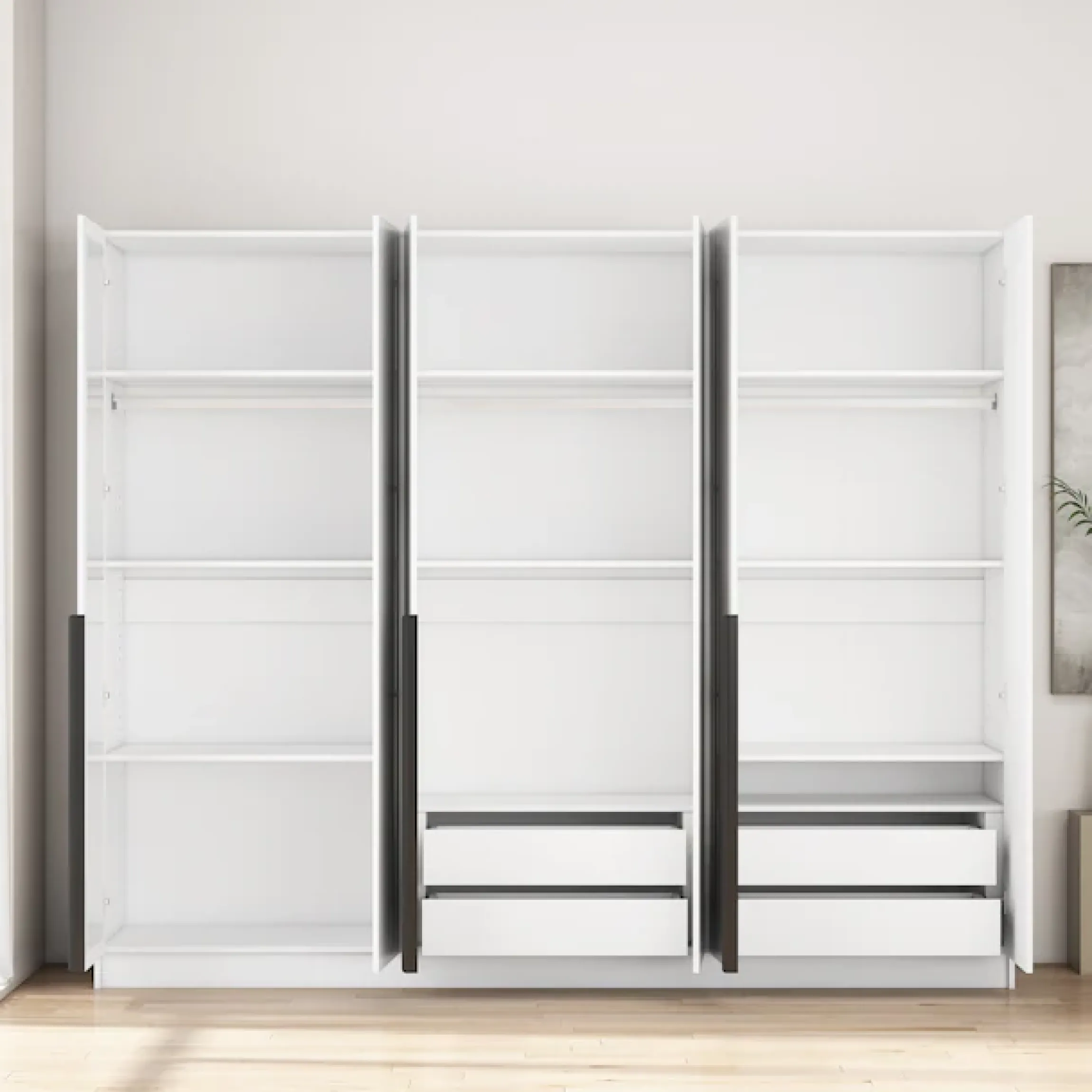 OTTO home Kleiderschrank »Annor Schlafzimmerschrank Breite 242cm hochglanz Schrank Garderobe« Drehtürenschrank mit perfekter Innenausstattung - elegante Türgriffe