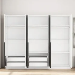 OTTO home Kleiderschrank »Annor Schlafzimmerschrank Breite 242cm hochglanz Schrank Garderobe« Drehtürenschrank mit perfekter Innenausstattung - elegante Türgriffe