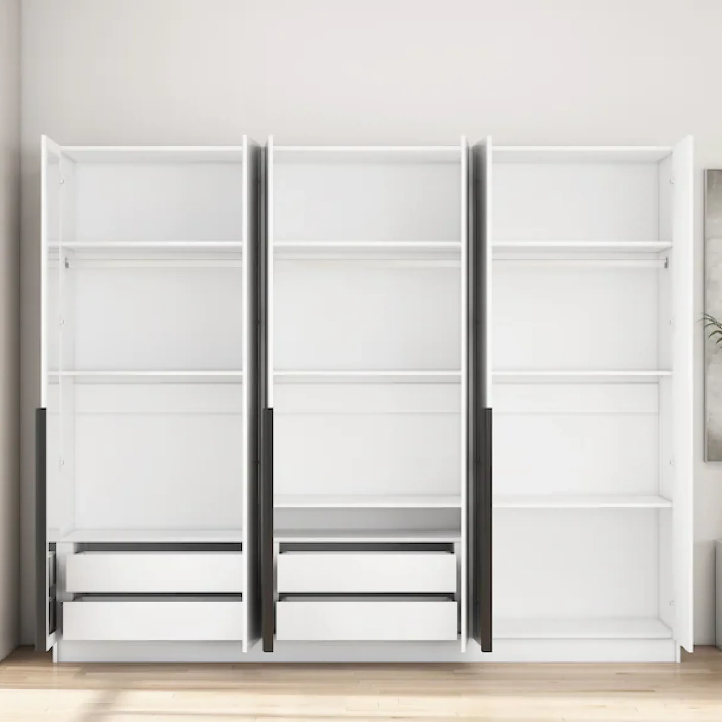 OTTO home Kleiderschrank »Annor Schlafzimmerschrank Breite 242cm hochglanz Schrank Garderobe« Drehtürenschrank mit perfekter Innenausstattung - elegante Türgriffe