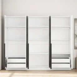 OTTO home Kleiderschrank »Annor Schlafzimmerschrank Breite 242cm hochglanz Schrank Garderobe« Drehtürenschrank mit perfekter Innenausstattung - elegante Türgriffe