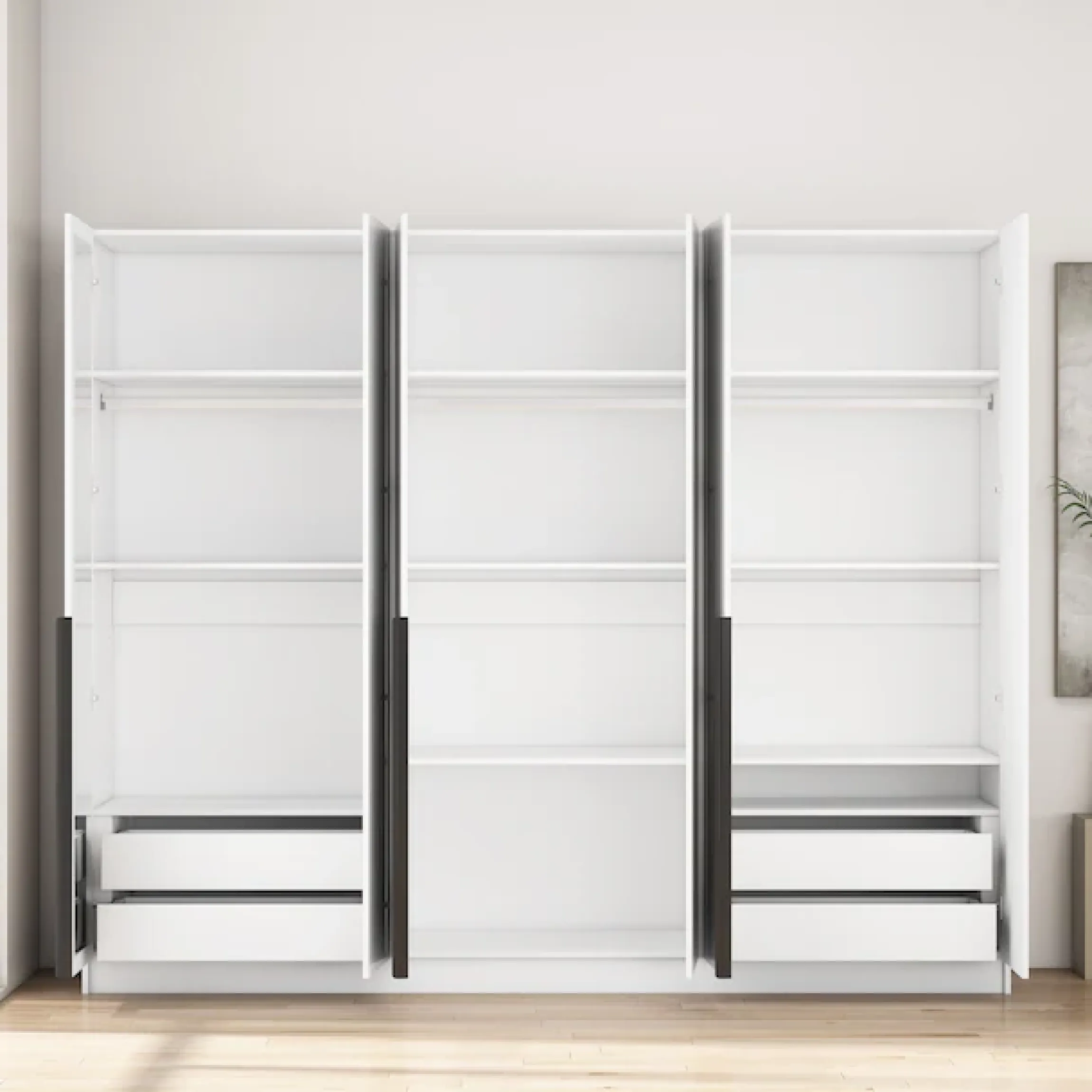 OTTO home Kleiderschrank »Annor Schlafzimmerschrank Breite 242cm hochglanz Schrank Garderobe« Drehtürenschrank mit perfekter Innenausstattung - elegante Türgriffe