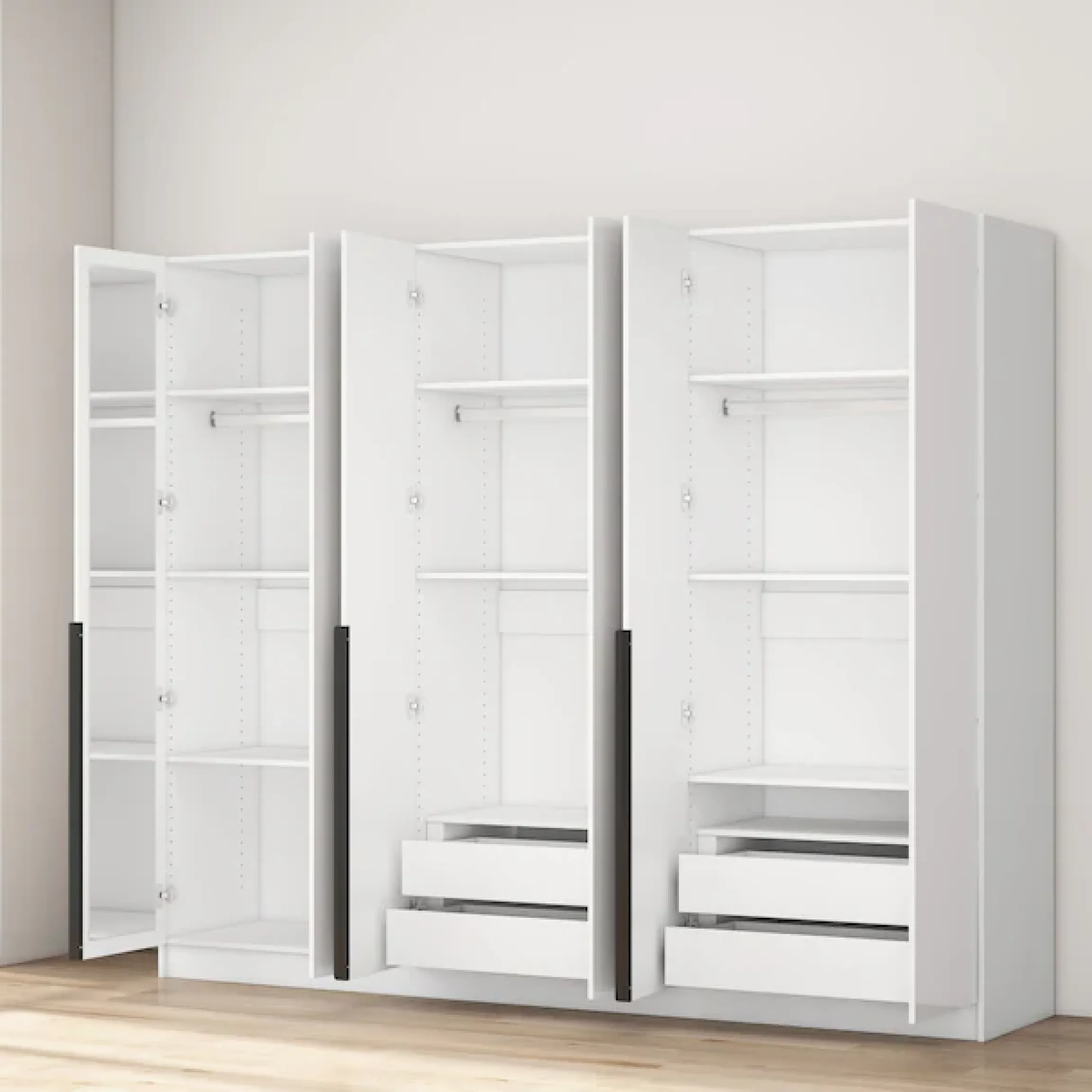 OTTO home Kleiderschrank »Annor Schlafzimmerschrank Breite 242cm hochglanz Schrank Garderobe« Drehtürenschrank mit perfekter Innenausstattung - elegante Türgriffe