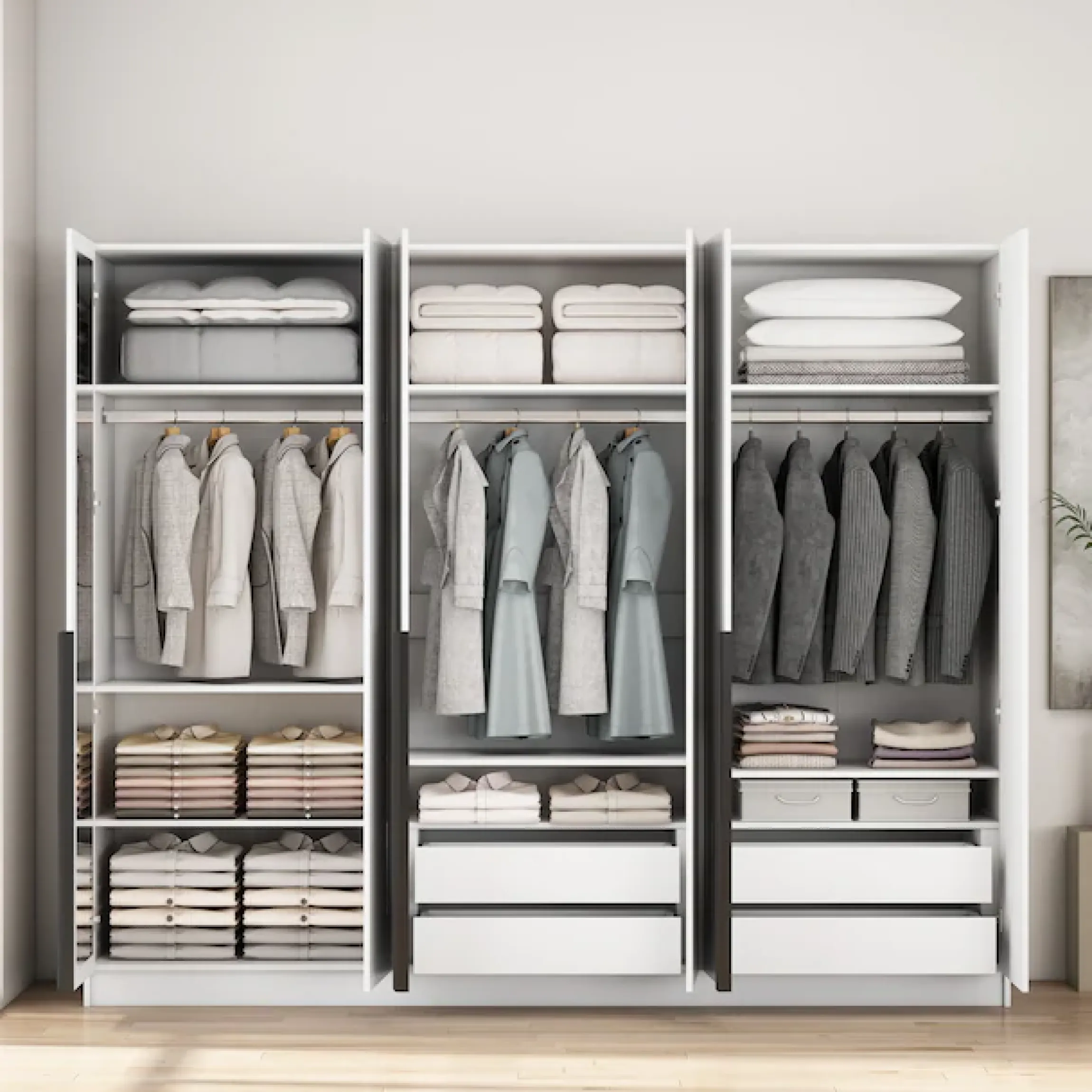 OTTO home Kleiderschrank »Annor Schlafzimmerschrank Breite 242cm hochglanz Schrank Garderobe« Drehtürenschrank mit perfekter Innenausstattung - elegante Türgriffe