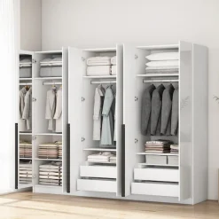 OTTO home Kleiderschrank »Annor Schlafzimmerschrank Breite 242cm hochglanz Schrank Garderobe« Drehtürenschrank mit perfekter Innenausstattung - elegante Türgriffe