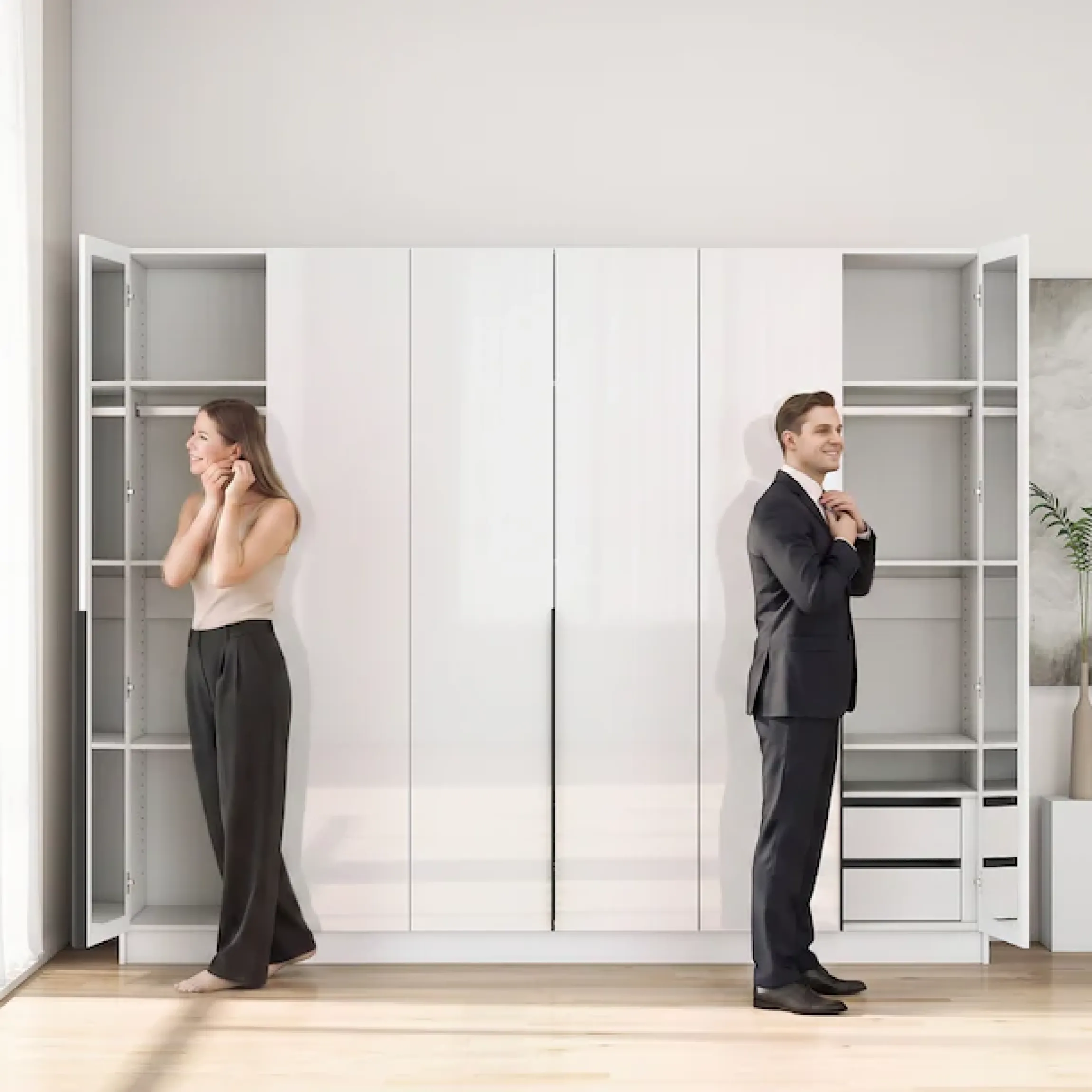 OTTO home Kleiderschrank »Annor Schlafzimmerschrank Breite 242cm hochglanz Schrank Garderobe« Drehtürenschrank mit perfekter Innenausstattung - elegante Türgriffe