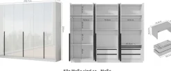 OTTO home Kleiderschrank »Annor Schlafzimmerschrank Breite 242cm hochglanz Schrank Garderobe« Drehtürenschrank mit perfekter Innenausstattung - elegante Türgriffe