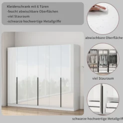 OTTO home Kleiderschrank »Annor Schlafzimmerschrank Breite 242cm hochglanz Schrank Garderobe« Drehtürenschrank mit perfekter Innenausstattung - elegante Türgriffe