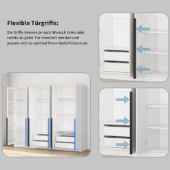 OTTO home Kleiderschrank »Annor Schlafzimmerschrank Breite 242cm hochglanz Schrank Garderobe« Drehtürenschrank mit perfekter Innenausstattung - elegante Türgriffe