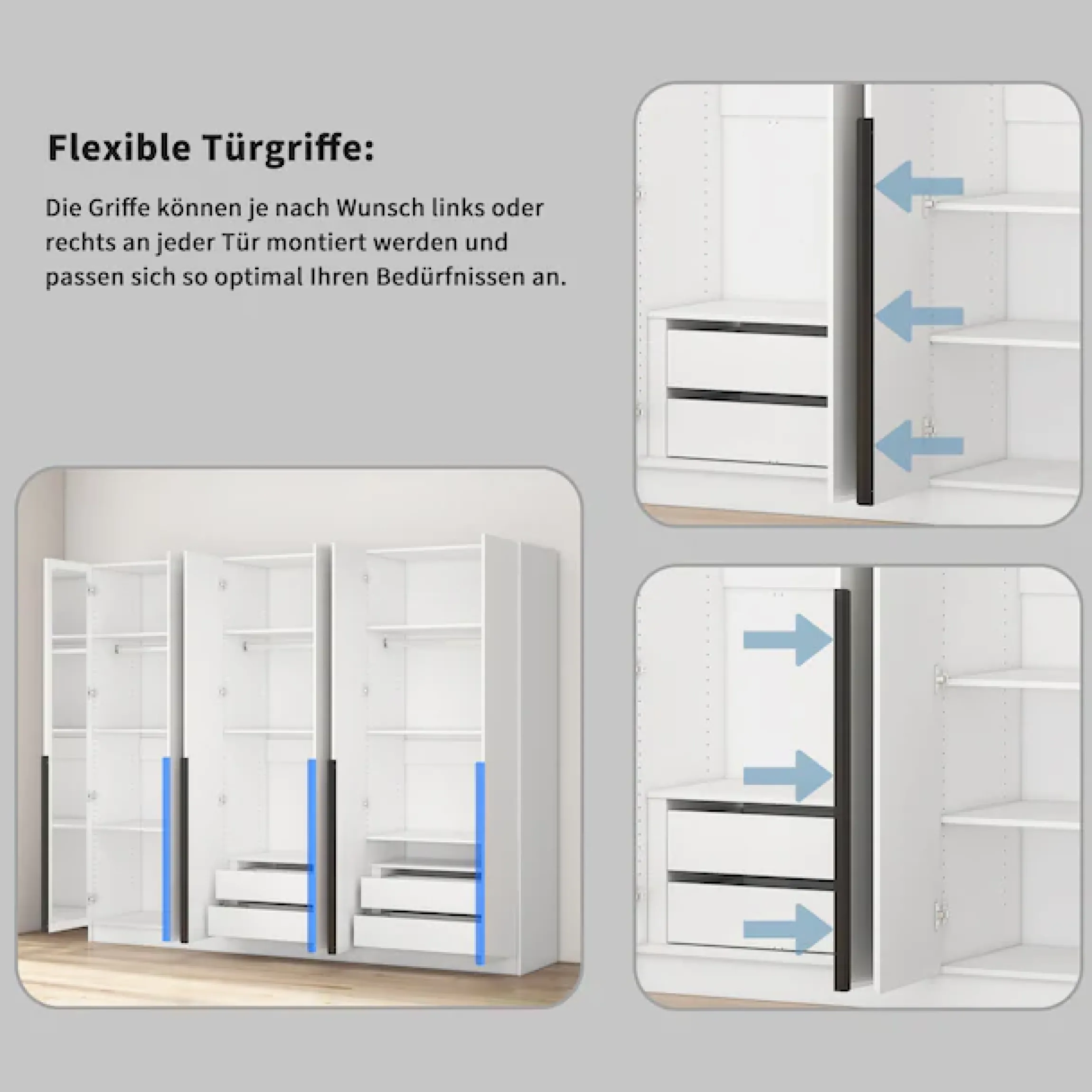 OTTO home Kleiderschrank »Annor Schlafzimmerschrank Breite 242cm hochglanz Schrank Garderobe« Drehtürenschrank mit perfekter Innenausstattung - elegante Türgriffe