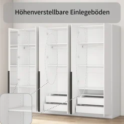 OTTO home Kleiderschrank »Annor Schlafzimmerschrank Breite 242cm hochglanz Schrank Garderobe« Drehtürenschrank mit perfekter Innenausstattung - elegante Türgriffe