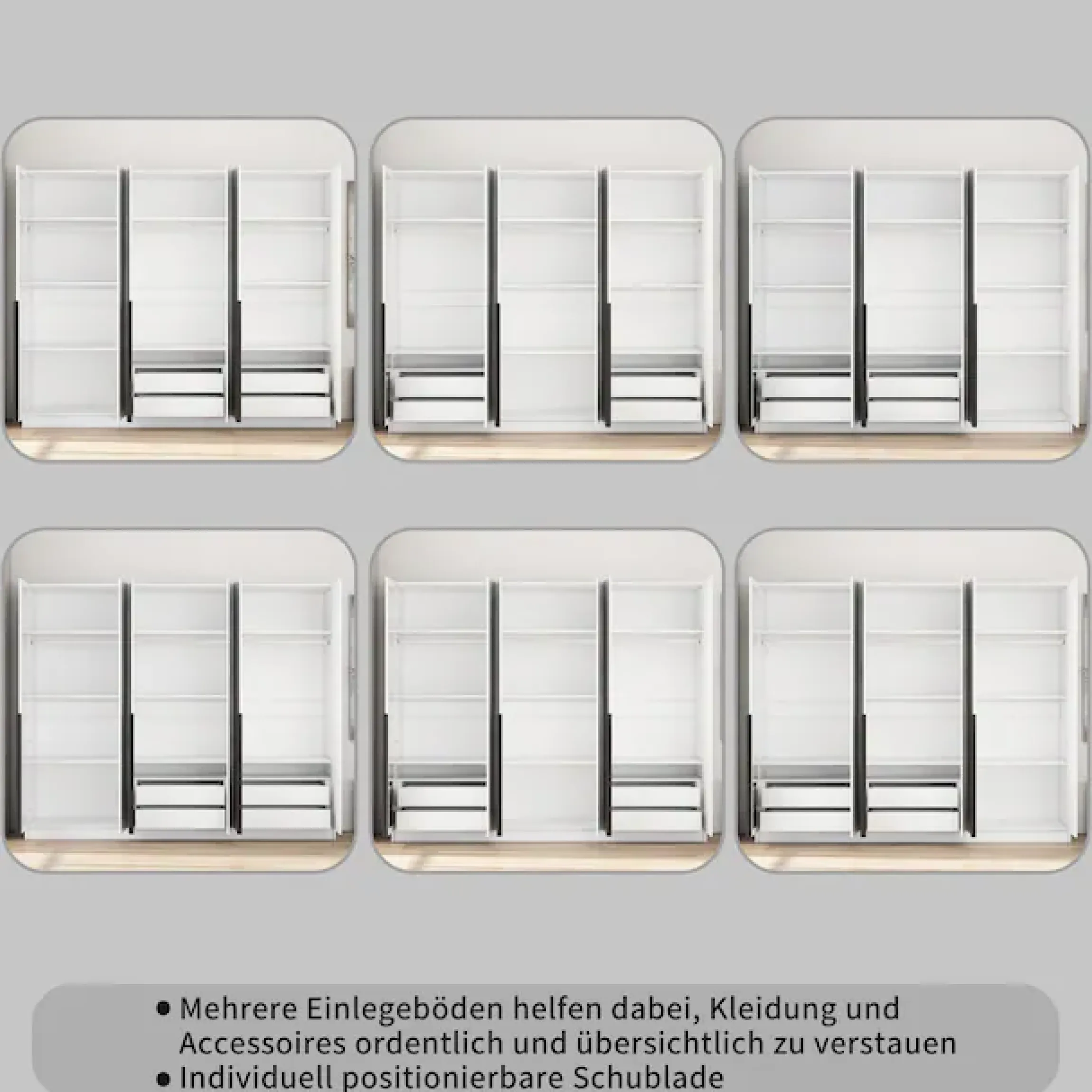 OTTO home Kleiderschrank »Annor Schlafzimmerschrank Breite 242cm hochglanz Schrank Garderobe« Drehtürenschrank mit perfekter Innenausstattung - elegante Türgriffe